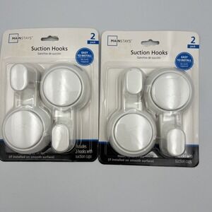 Mainstays Suction Hooks  Set of 2 Total Lot Of 2 -‎ 4 Total Pieces NEW